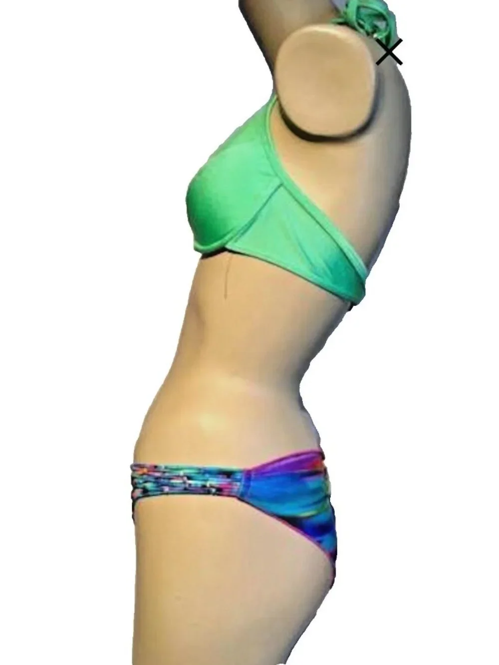 Luli Fama Interwoven Design L Bottoms + Bralette Solid green M Top Bikini Women